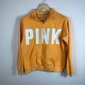 Victorias Secret PINK Quarter Zip Sweater Women's Size Medium Orange Loungewear